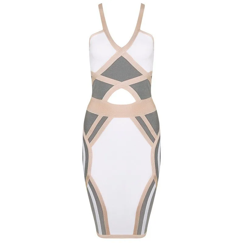 

Brand New Women Sexy Fashion Patchwork Summer HL Bandage Dress New Arrival Ladies Designer Bodycon Evening Party Club Dress