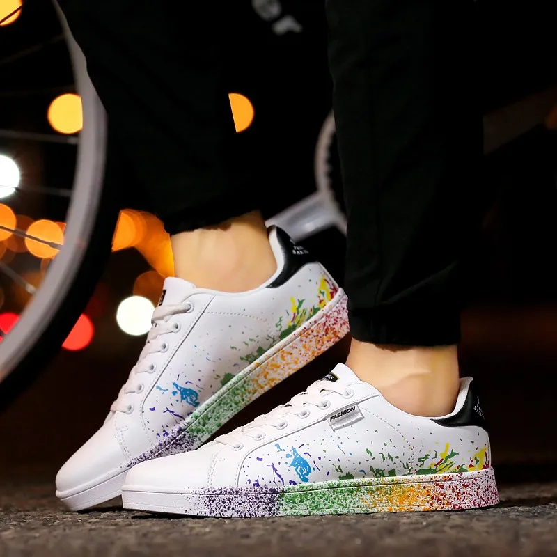 Fashion Printing Low White Shoes Men Women Casual Men's Shoes Flats Unisex Shoes Classic Canvas Skateboard Sneakers Men 2022