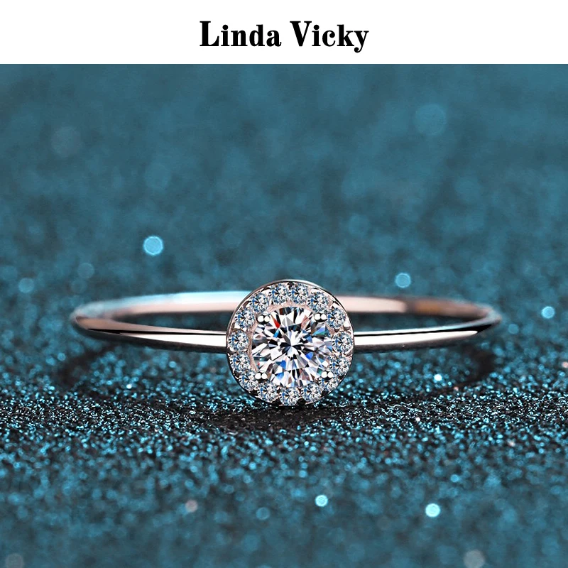 Круговое обручальное кольцо с муассанитом LINDA VICKY из серебра 925 для женщин |