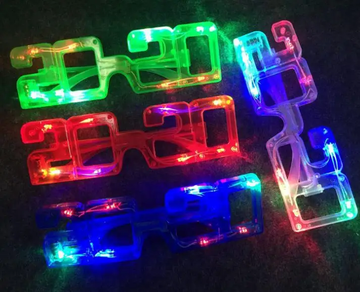 

2020 Year LED glow glasses Flash Toy dance Light Up glasses Halloween Christmas Birthday Party Eyewear favor battery include