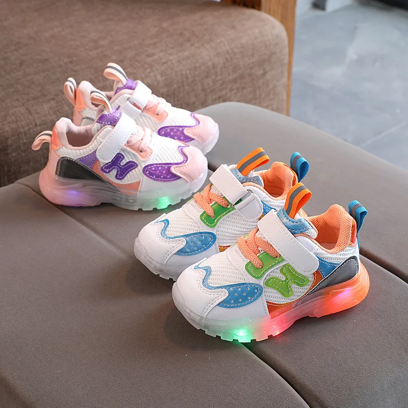 

Kids Sneakers Children Baby Girls Boys Letter Mesh Led Luminous Sport Run Sneakers Shoes Cute Butterfly Toddler Girl Shoes DS100
