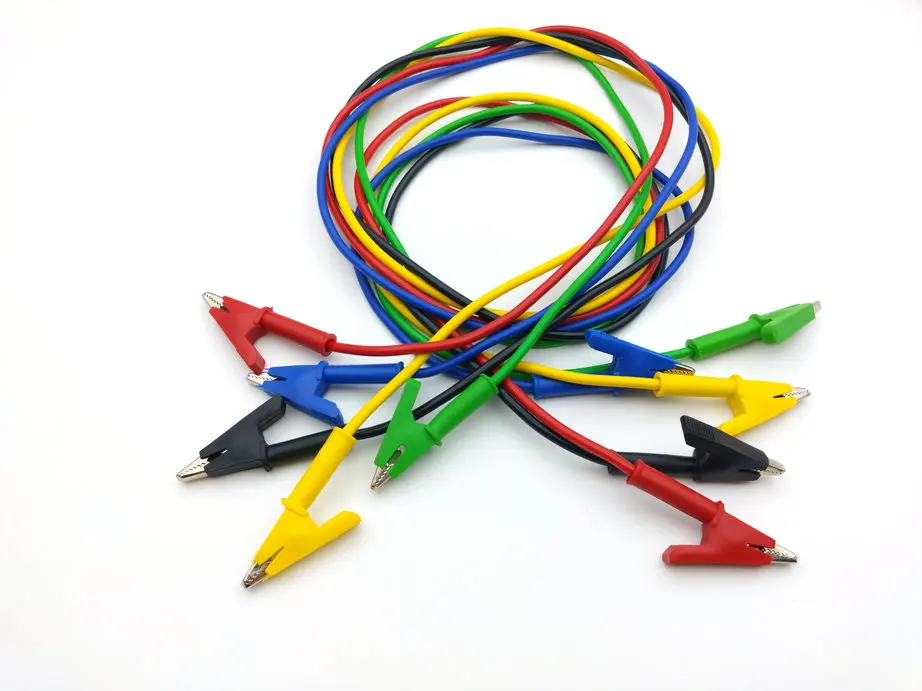 

5pcs High quality silicone cable Voltage Test clip Alligator TO Alligator test connector New