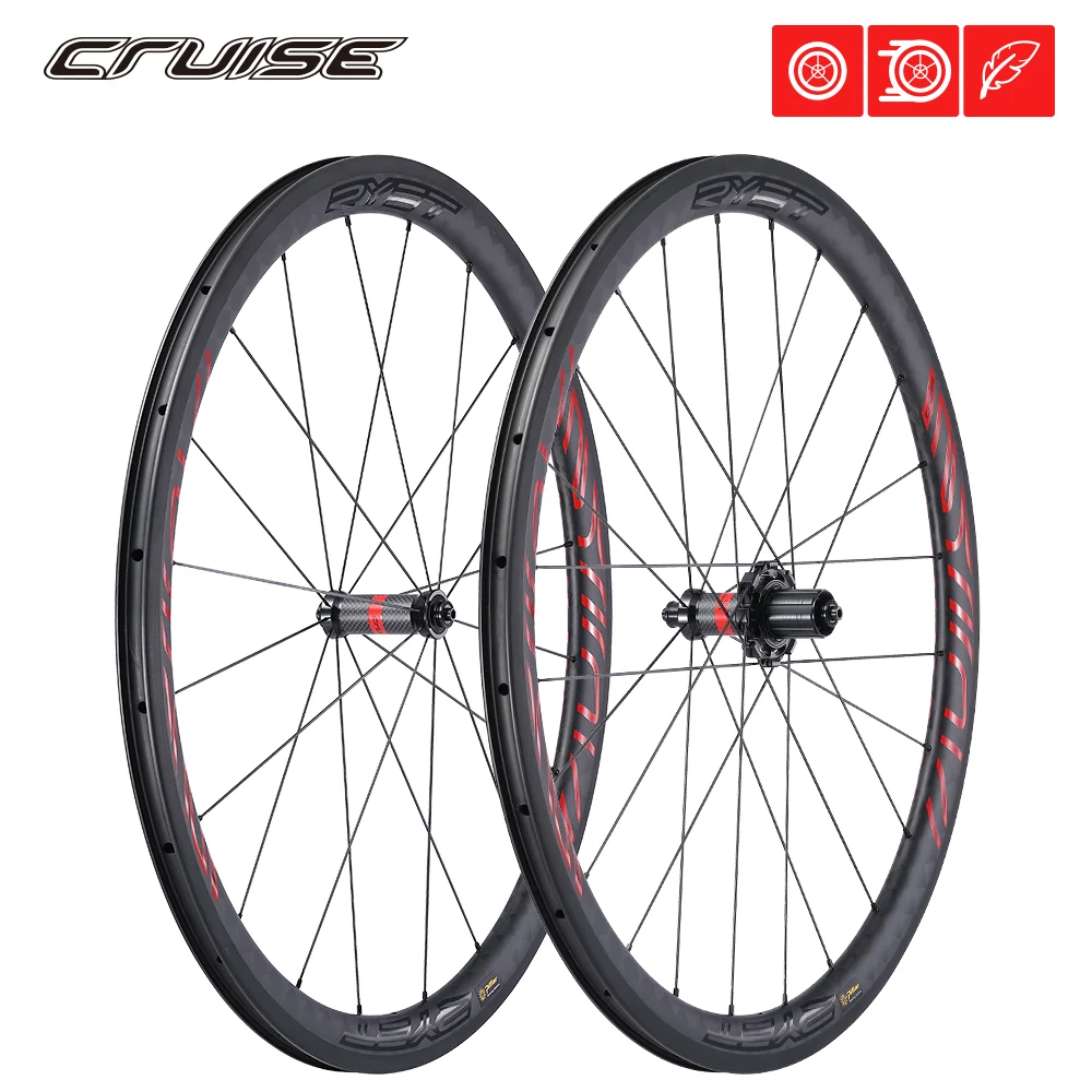 

700C Road Bike Carbon Wheels Aero 35/40/50mm Disc Brake Wheelset Clincher Tubeless Ready Ryet Lexon Hub Bicycle