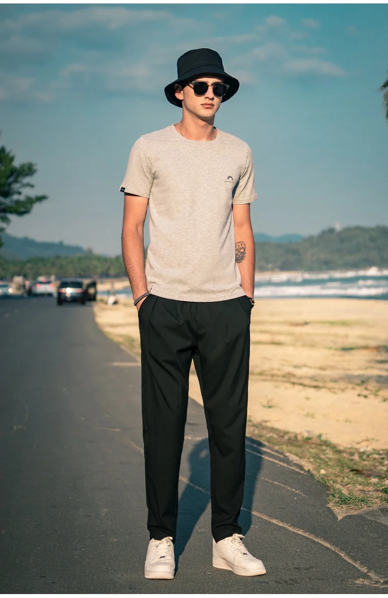 

Мужские драпированные длинные брюки, повседневные Прямые зауженные брюки с защитой от морщин и глажки, 3998