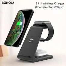 Bonola 3 in1 Wreless Charger For iPhone 11/Xs AirPods Apple Watch 23 Wireless Charging Stand for iWatch iPhone 11Pro/Xr/Xs Max