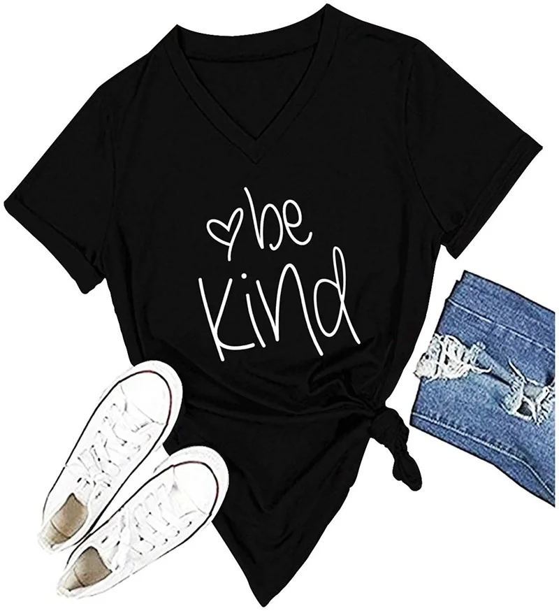 

Be Kind T Shirts Women Cute Graphic Blessed Shirt Funny Inspirational Teacher Fall Tees Tops Short Sleeve Cotton Polyester