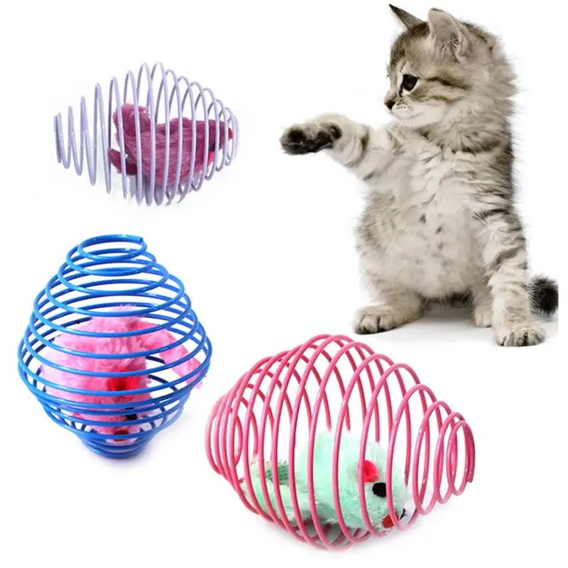 

2pc Cat Mice Toy Interactive Mouse In Cage Kitten Toy Pet Play Mouse Cat Toy Pet Supplies Pet Accessories