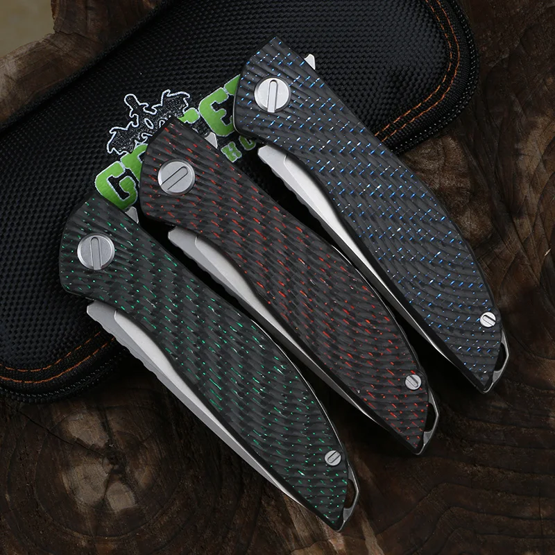 Green thorn hation zero flipper d2 carbon fiber + TC4 titanium knife CF camping knob bag fruit practical survival EDC tool | Инструменты