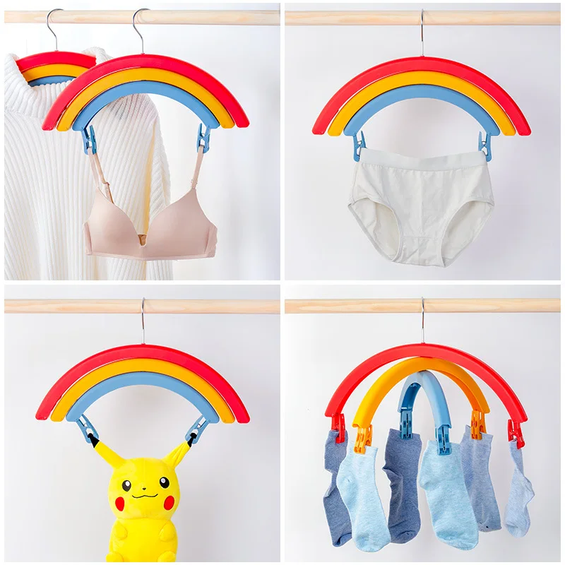 

Rainbow Hanger Rotating Japanese Multi-functional Semicircle Hanger Coarser Multi-clip Thick Clothes Socks Clip Drying Rack