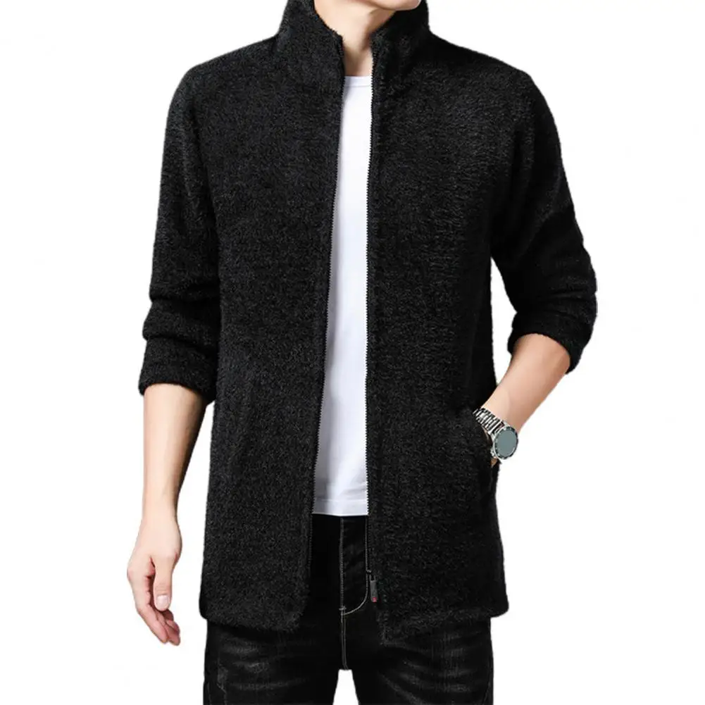 

Men Coat Solid Color Stand Collar Casual Slim Long Sleeve Jackets 2021 Autumn Winter Slim Male Jacket Outwear