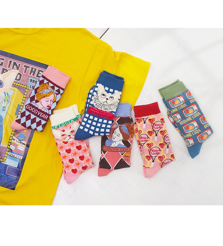Счастливые носки женские mulher skarpetki хлопковые calcetines mujer divertido ponozky skarpety damskie transp носки art meia уличная одежда