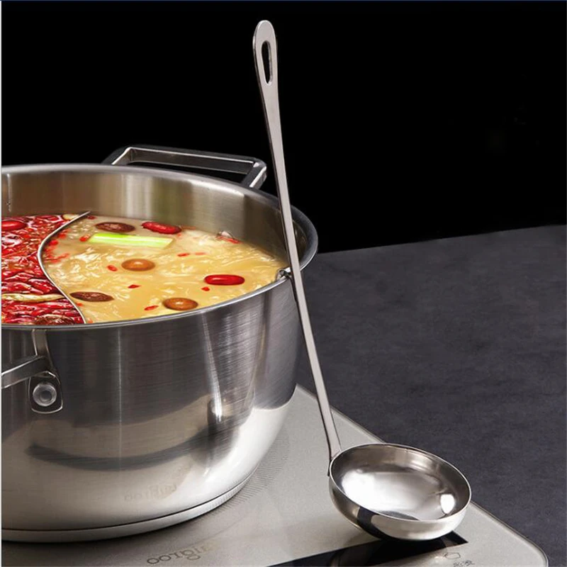 Long Handle Soup Spoon Hot Pot Colander Strainer Tablespoons Portable Tableware Stainless Steel Filter With Hook | Дом и сад