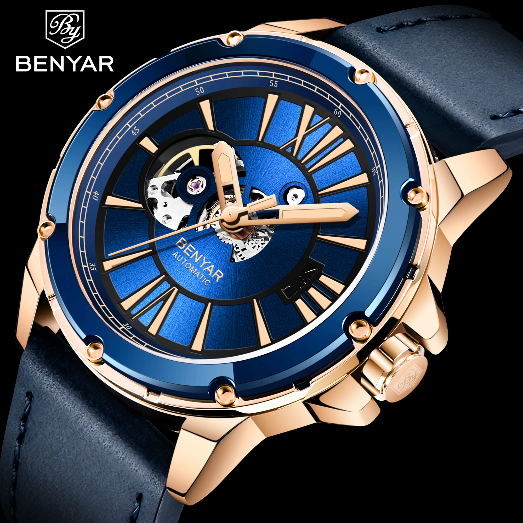 

BENYAR 2021 New Automatic Mechanical Watch Military Sports Waterproof Watch Men Classic Fashion Leather Watch Relogio Masculino