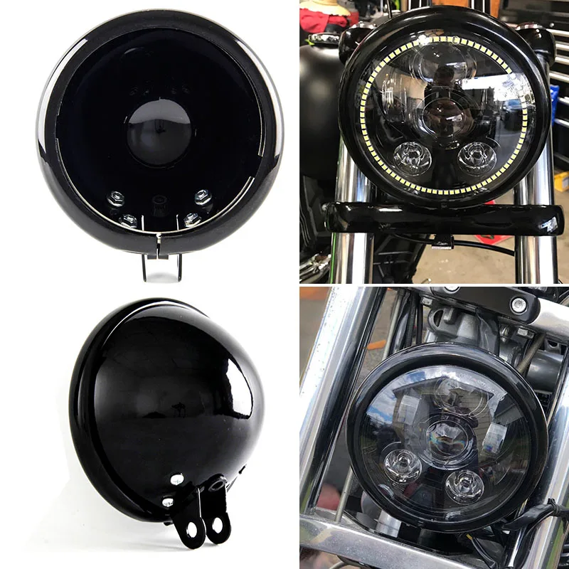 

5,75 ''мото светодиодные фары, ведро, корпус фары мотоцикла, кольцо, держатель, кронштейны, корпус