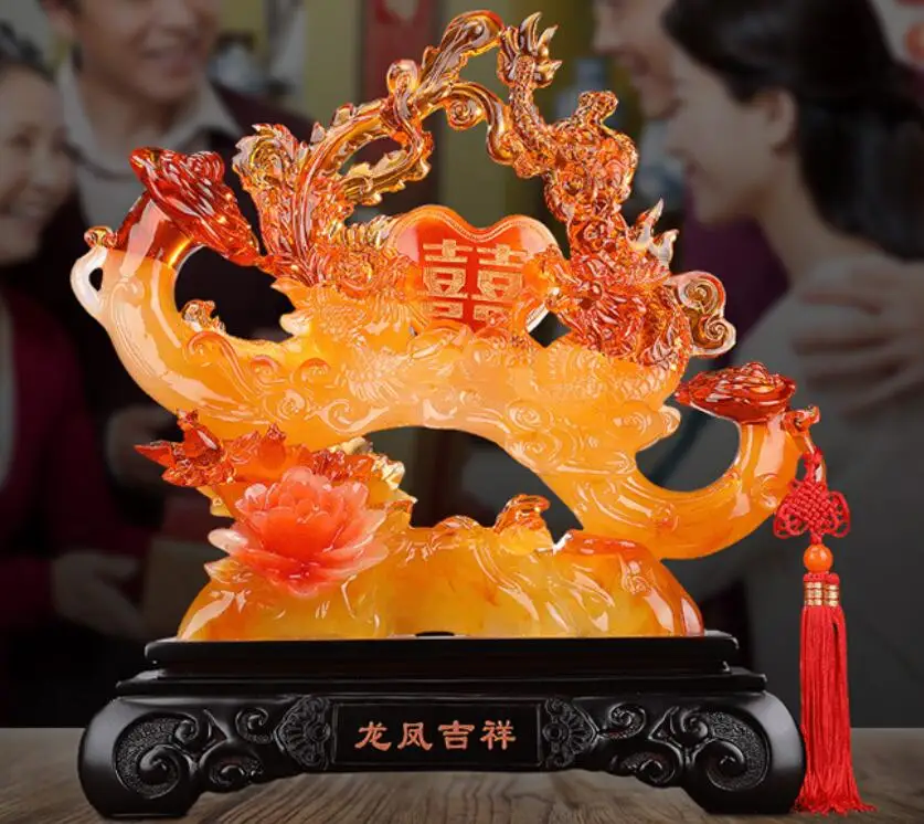 

Дракон и Феникс благоприятное украшение зеленый дракон феникс благожелательное украшение для свадебной камеры новоселье свадебные подарк...