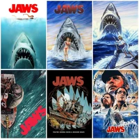 5d full square diamond painting jaws movie horror shark handmade cross stitch poster wall picture for living room decor