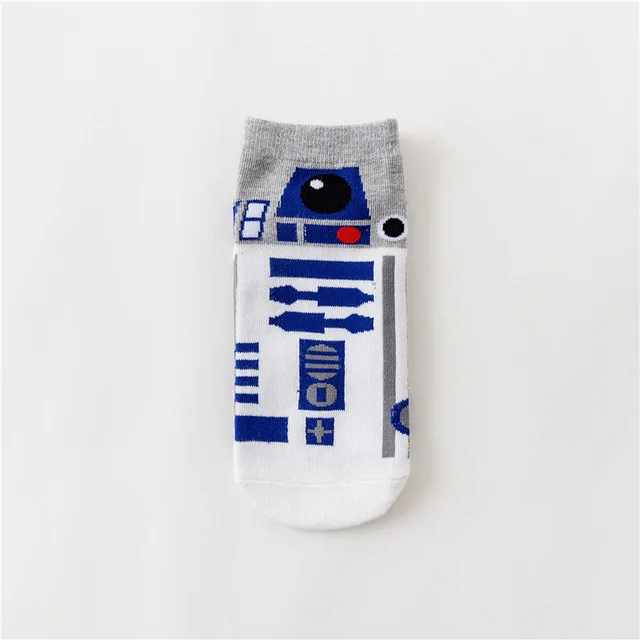 C3PO A Звездные войны мужские хлопковые короткие носки Дарт Вейдер C3PO робот солдат Чубакка тонкий срез горячий Забавный повседневный спортивный мужской тонкий - Цвет: C3PO A