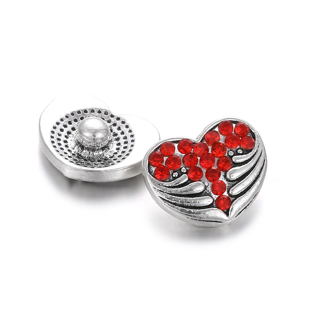 10 шт./лот Новинка 12 мм застежка ювелирные браслеты Love Heart Rhienstone металлические