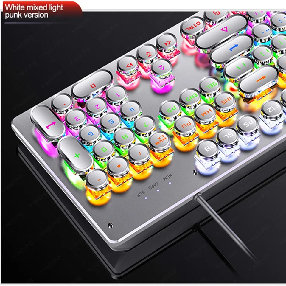 

104 Keys Blue Switch Mechanical Keyboard USB Cyan Shaft Wired Gaming Keyboards RGB Color Backlit For PC Computer Laptop Gamers