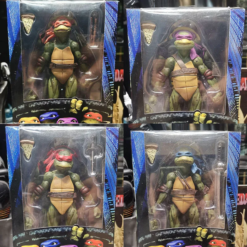 Набор из 4 черепашек 90-х " фигурка Рафаэля леonardo Michelangelo Donatello Ninjas Bjd подвижная фигурка игрушки куклы - Цвет: with retail box
