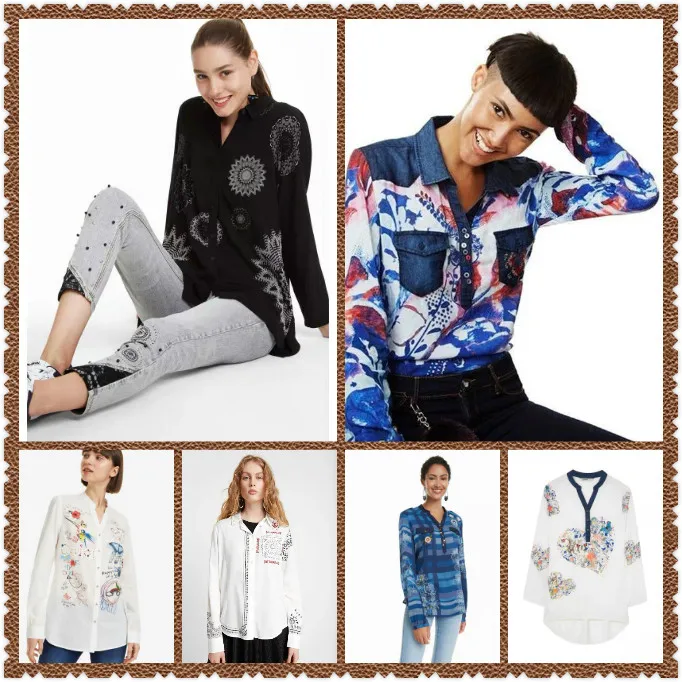 Оригинальная блузка с v образным вырезом и принтом ручной работы в испанском