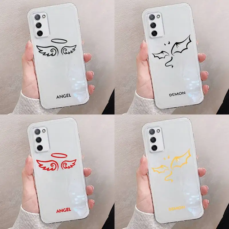 

Demon Angel Couple BFF Cartoon Phone Case Transparent For oppo RENO A 1 2 3 4 5 7 8 Z 2Z SE ACE PRO moible bag
