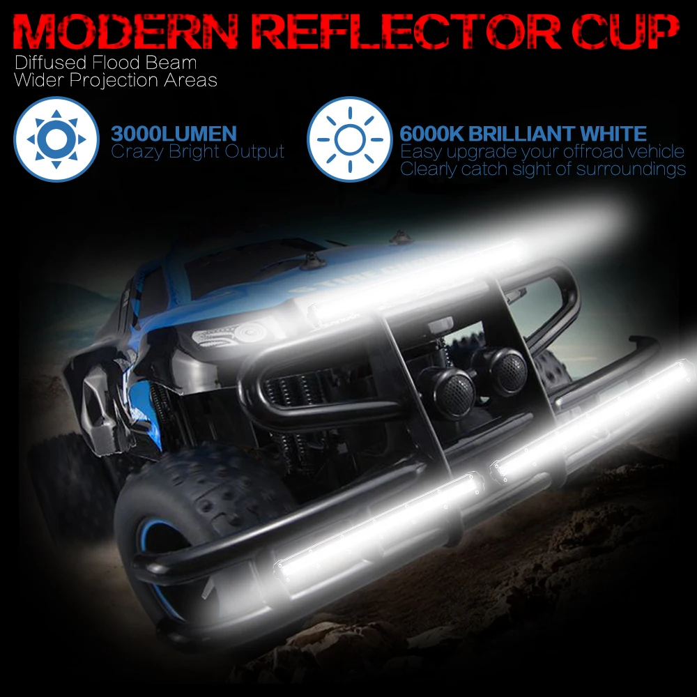 

13 Inch 36W 6000LM LED Work Light Lamp 6000K White Light for Motorcycle Tractor Boat Off Road 4x4 Truck SUV ATV LED Light Bar