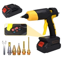 21v 150w cordless hot glue gun tool with digital display thermostat replaceable battery use 11mm glue sticks pure copper nozzle