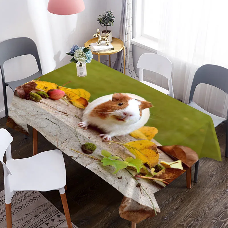 Скатерть из ткани Оксфорд с 3d-рисунком морской свинки водонепроницаемая для