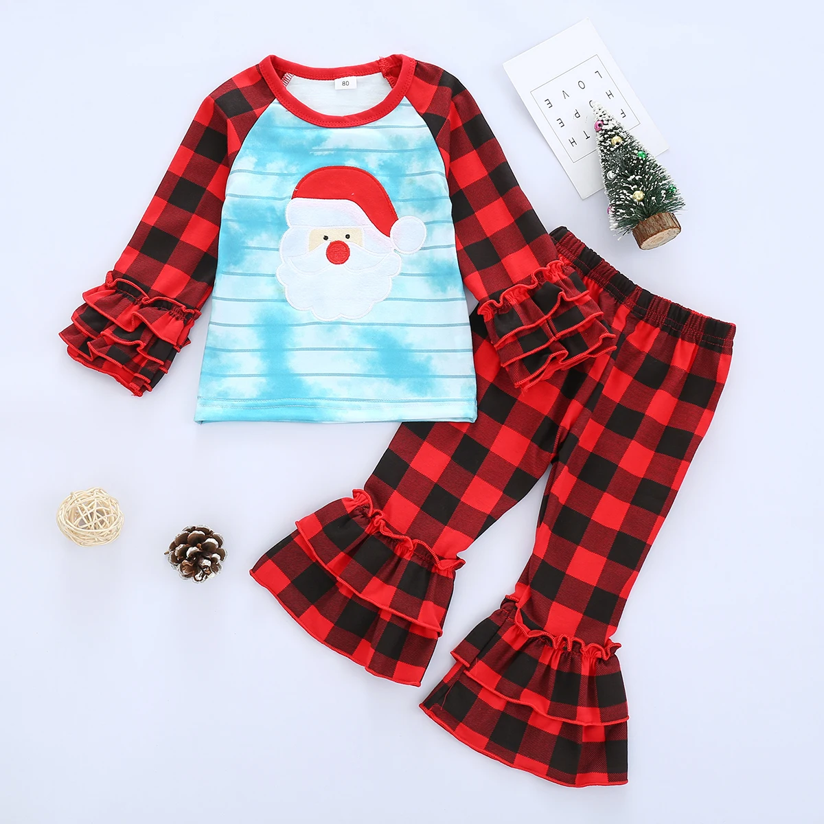 Комплект одежды для девочек 1 5 лет рубашка с рукавами оборками и расклешенные