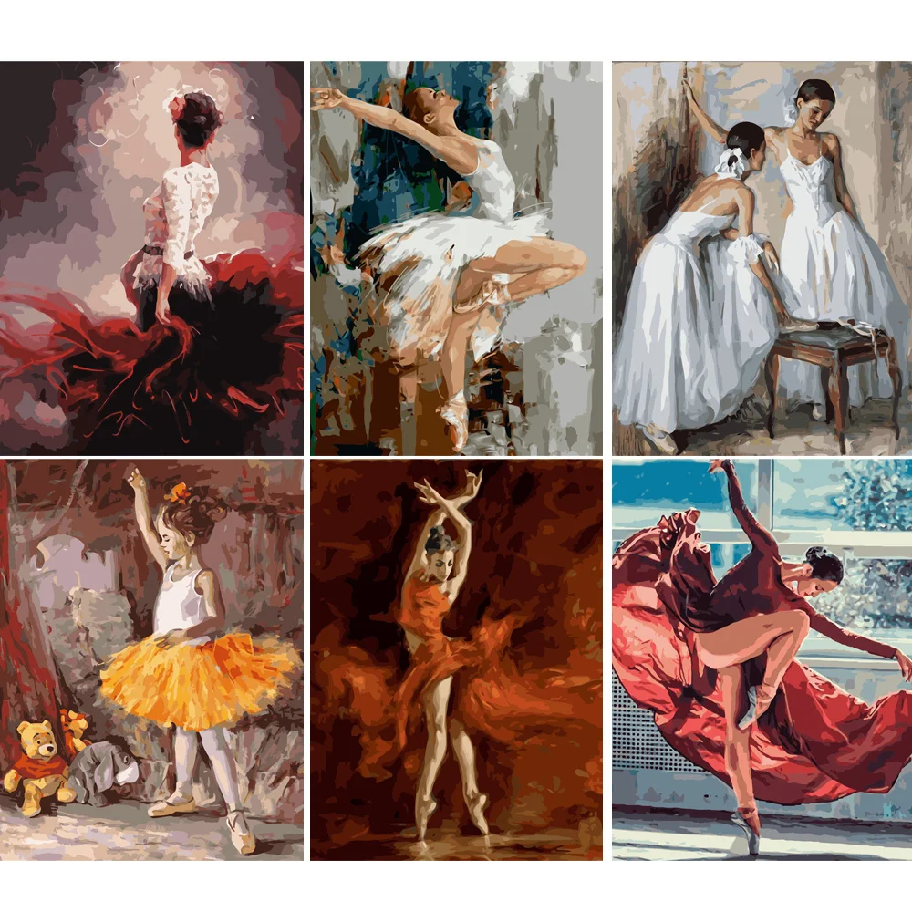

VA-0900 40X50 CM DIY Oil Painting By Numbers Dancing Girl Paint By Numbers Figure Wall Art Picture Home Decor Art Easy Handpaint