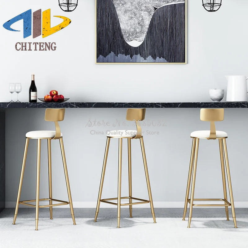 Скандинавский простой золотой барный стул десертный магазин Кафе Ресторан для