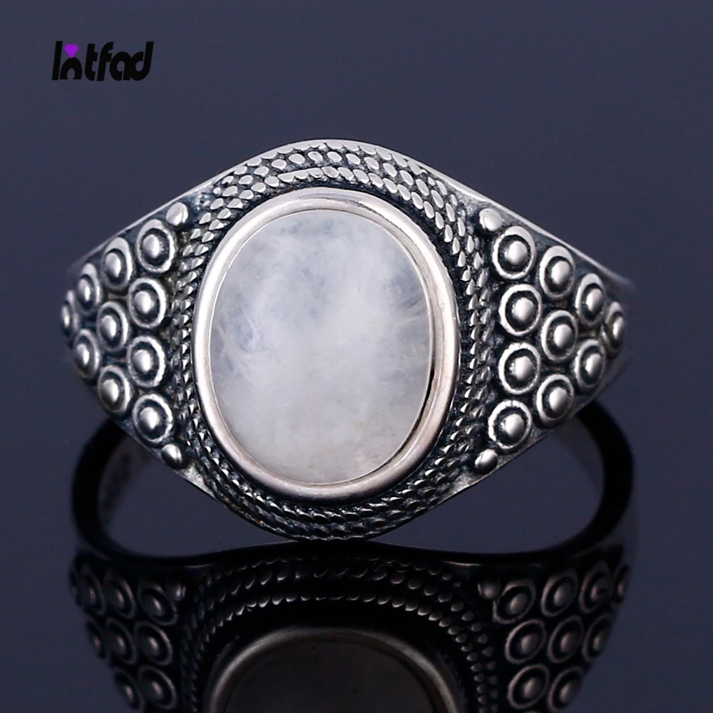 

925 Sterling Silver Natural Moonstone Rings for Women Men Luxury Fashion Finger Ring Party Birthday Gift Fine Jewelry