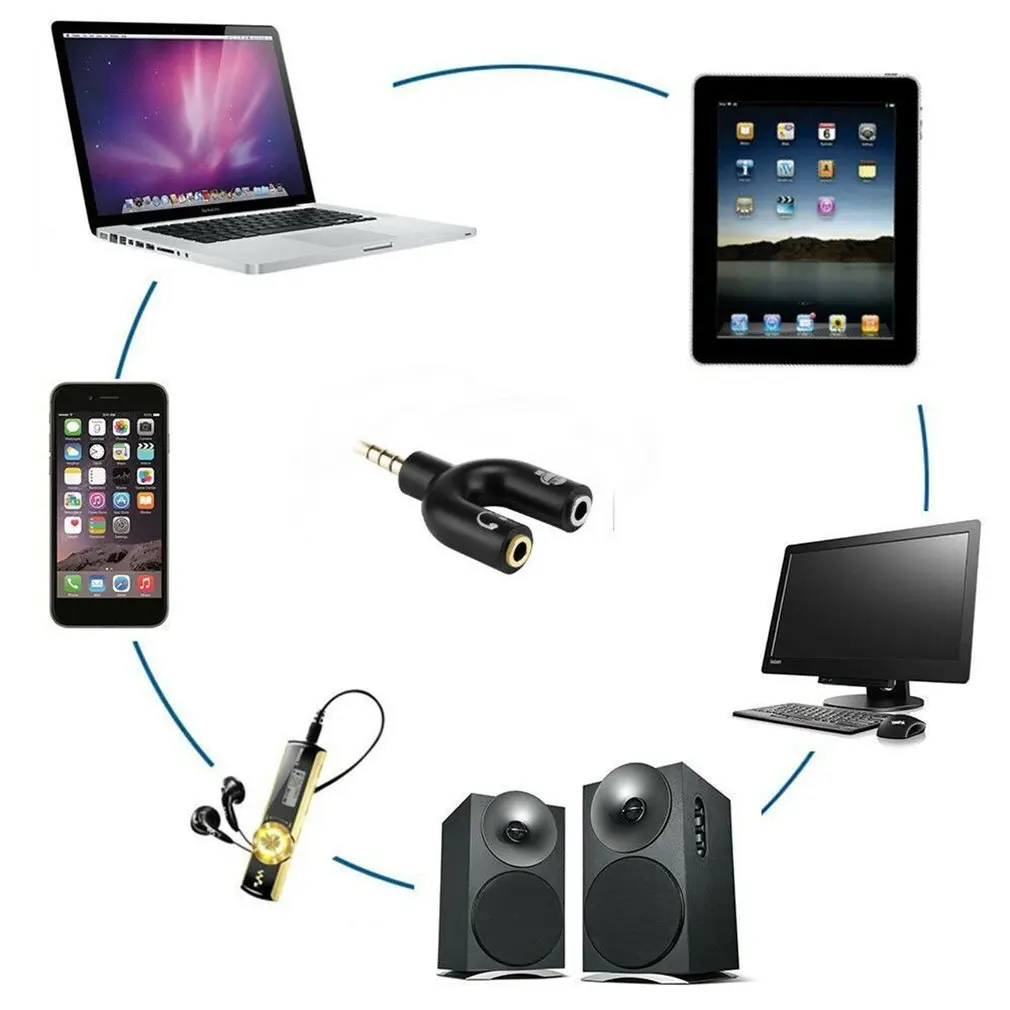 Разветвитель 3 5 мм стереоразъем U образной формы стерео аудио микрофон и