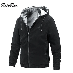 BOLUBAO Double-Sided Jacket Men Casual Solid Color Streetwear Men Jacket New Winter Sports Hooded Stand-up Collar Jacket Men