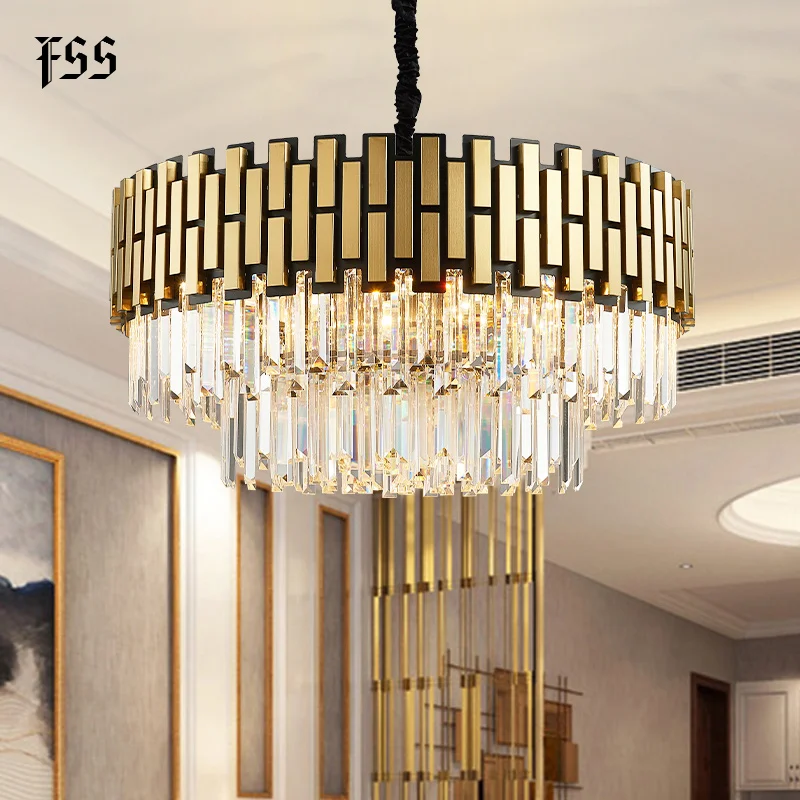 Современная роскошная круглая прямоугольная хрустальная люстра светильник для
