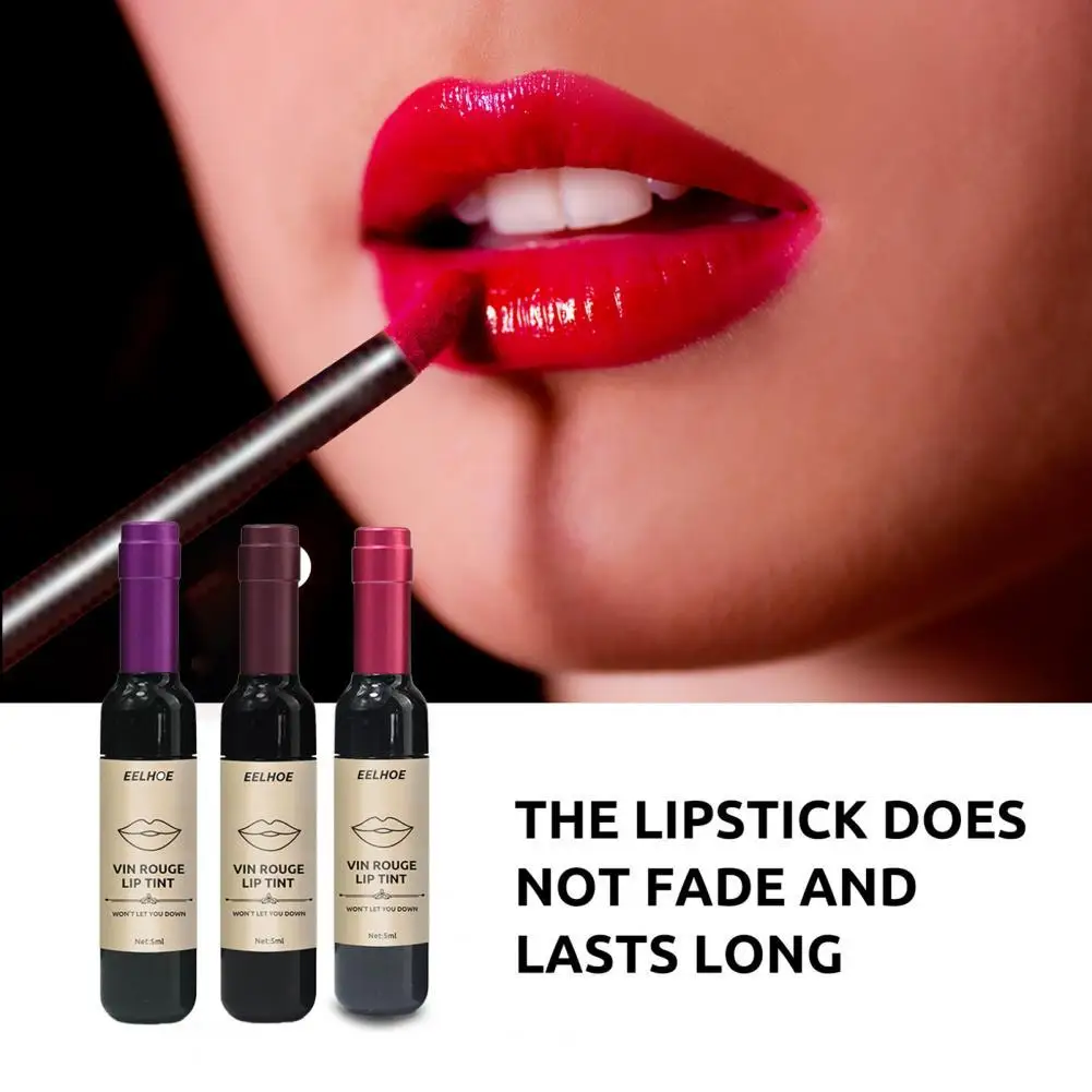 

5ml Wine Matte Lipstick Long-lasting Waterproof Cosmetics Wine Bottle Covered Liquid Lipstick for Women