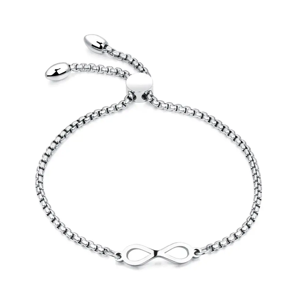 

Trendy Figure Love Infinity Stainless Steel Adjustable Charm Bracelets Women Girls Chain & Link Bracelet Jewelry Present Gift