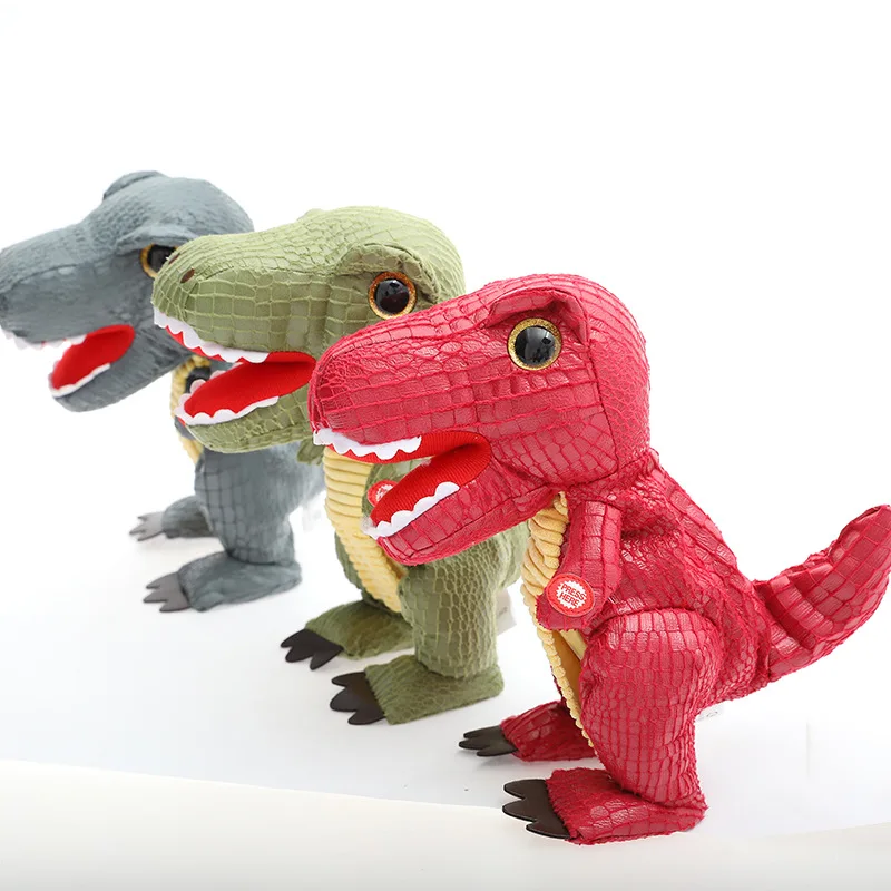 

Новинка кукла динозавр плюшевые игрушки детские забавные питомцы Электрический тираннозавр рекс может гулять голова дрожать со звуком под...