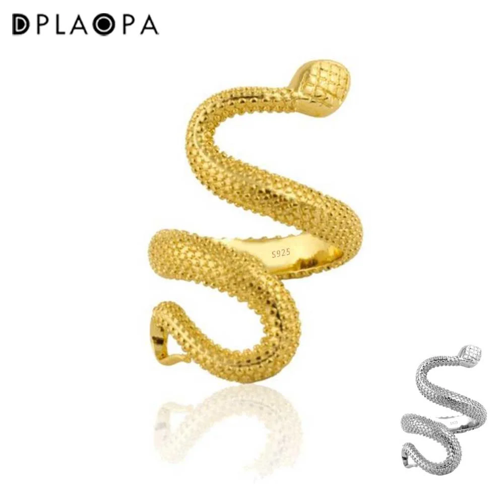 DPLAOPA 925 Silver Gold Plated Silver Snake Rings Women Luxury 2021 High Quality Special Rock Punk Luxury Fashion  Jewelry