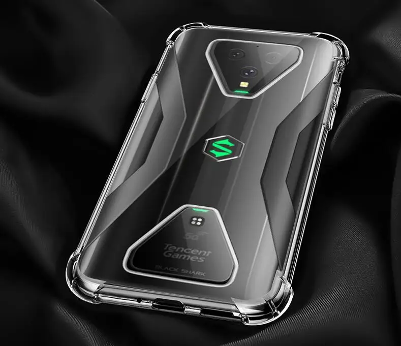 1Pc Full Tempered Glass Screen Protector +1Pcs Antiskid Silicon Soft Case For Xiaomi Black Shark 3 Phone | Мобильные телефоны и