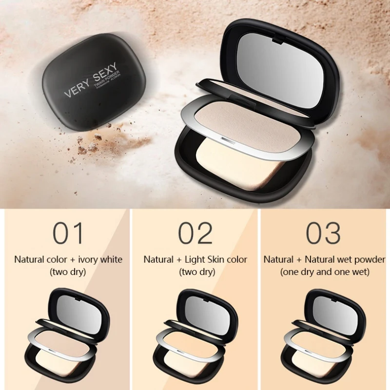 Двухслойный прессованный порошок водостойкий ровный цвет кожи тонкая