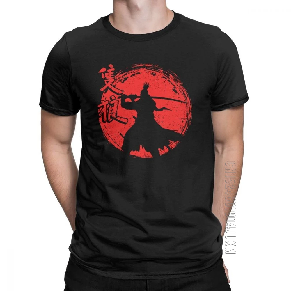 Men One-Armed Wolf Red Sun Sekiro Shadows Die Twice T-Shirts Samurai Game Japanese Cotton High Street Tee Printed T-Shirts