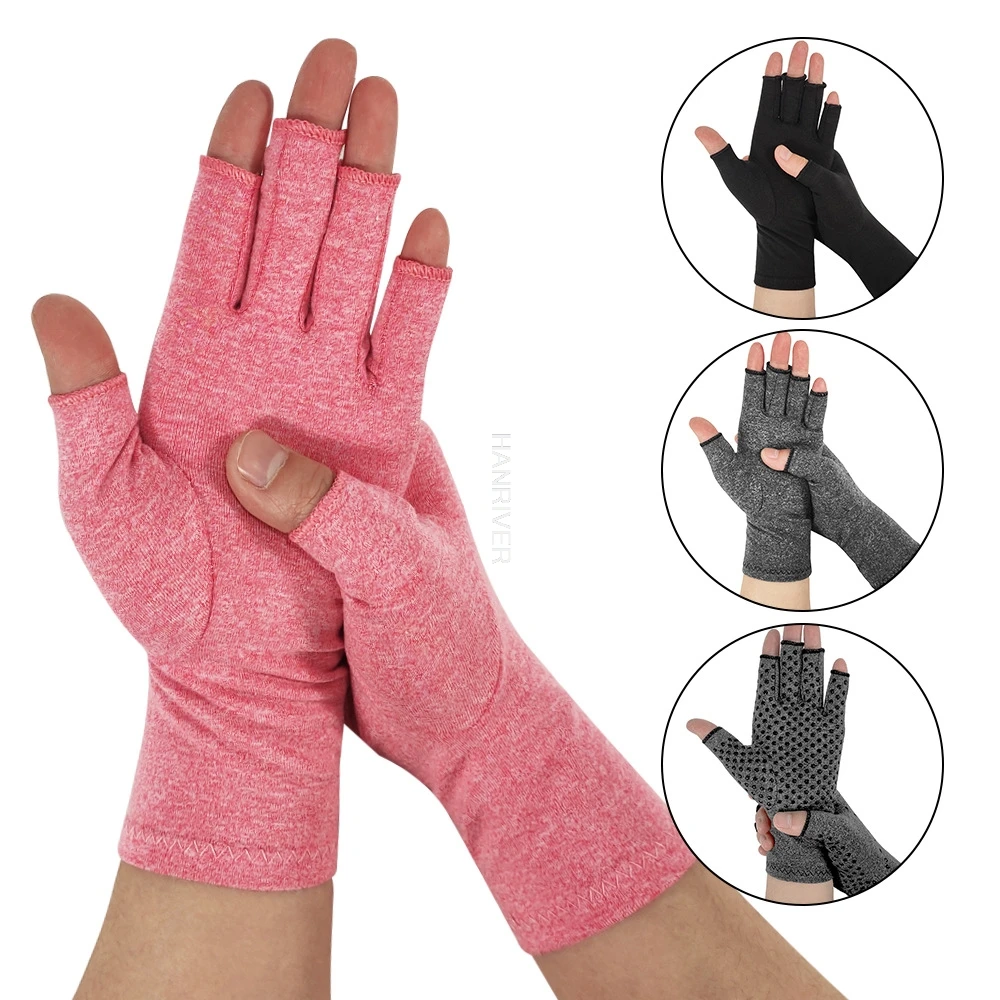 

Pressure gloves non-slip point glue indoor health care joint half finger copper fiber joint protector
