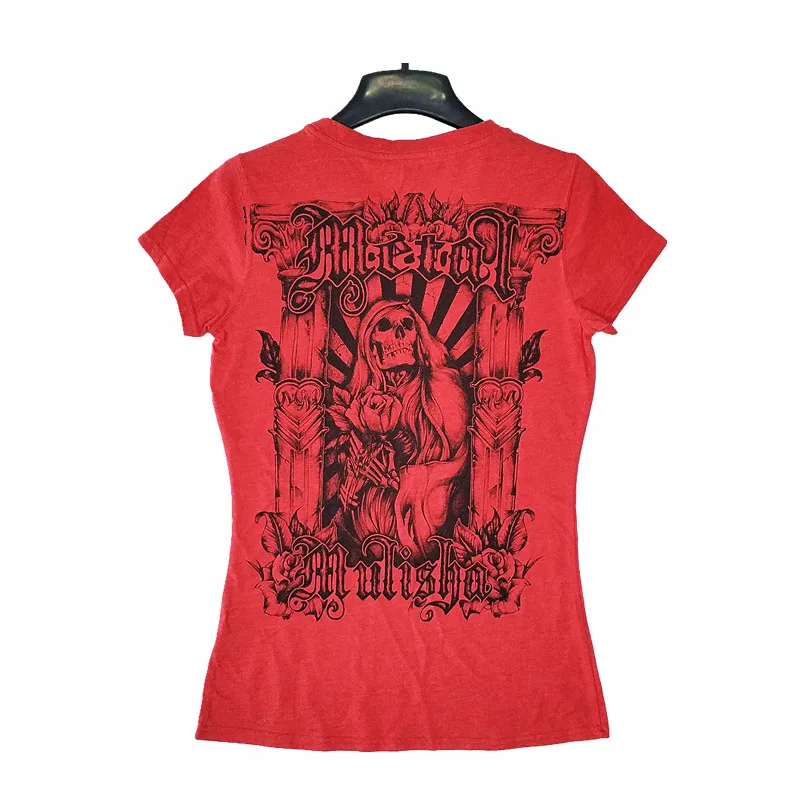 Женская мотоциклетная футболка с принтом черепа (без главной и размерной