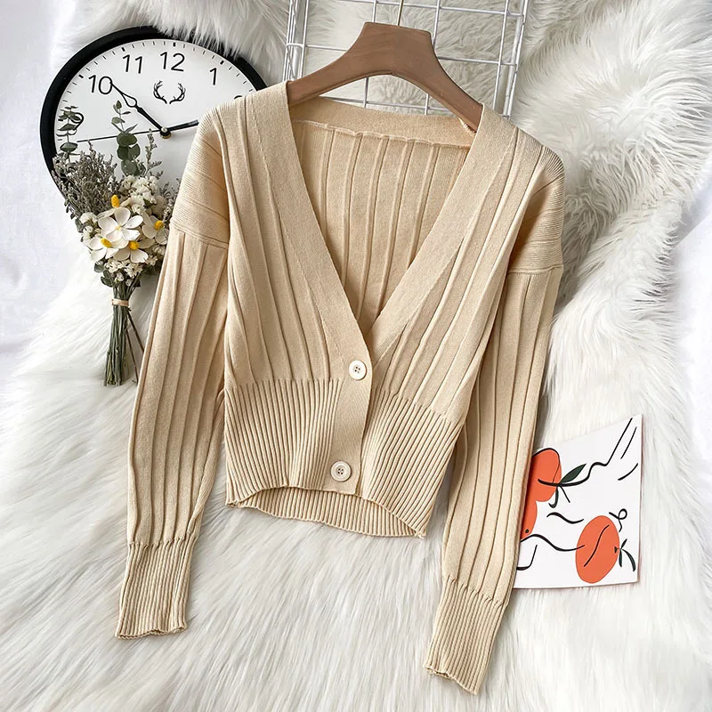 Женский кардиган свитер на осень и зиму новинка 2021 тонкий однотонный Тонкий