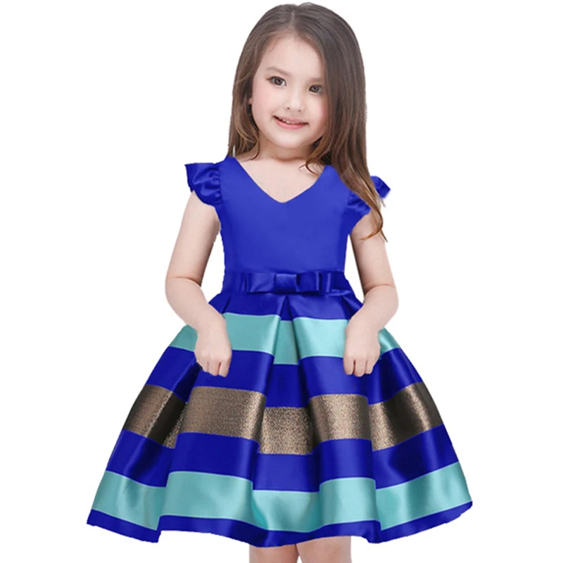 Платье в полоску для маленьких девочек; торжественные платья для свадебной вечеринки; детское рождественское платье принцессы; костюм; детская одежда для девочек