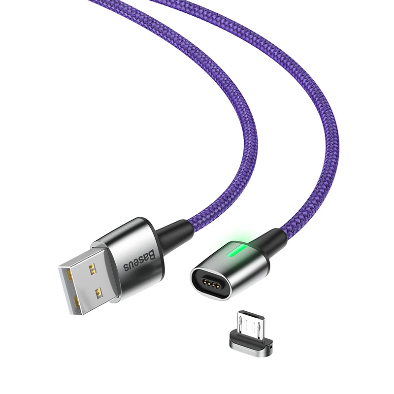 Baseus светодиодный магнитный usb-кабель для apple светильник с разъемом микро usb type c кабель для iPhone samsung huawei xiaomi зарядка Android - Тип штекера: Micro USB purple