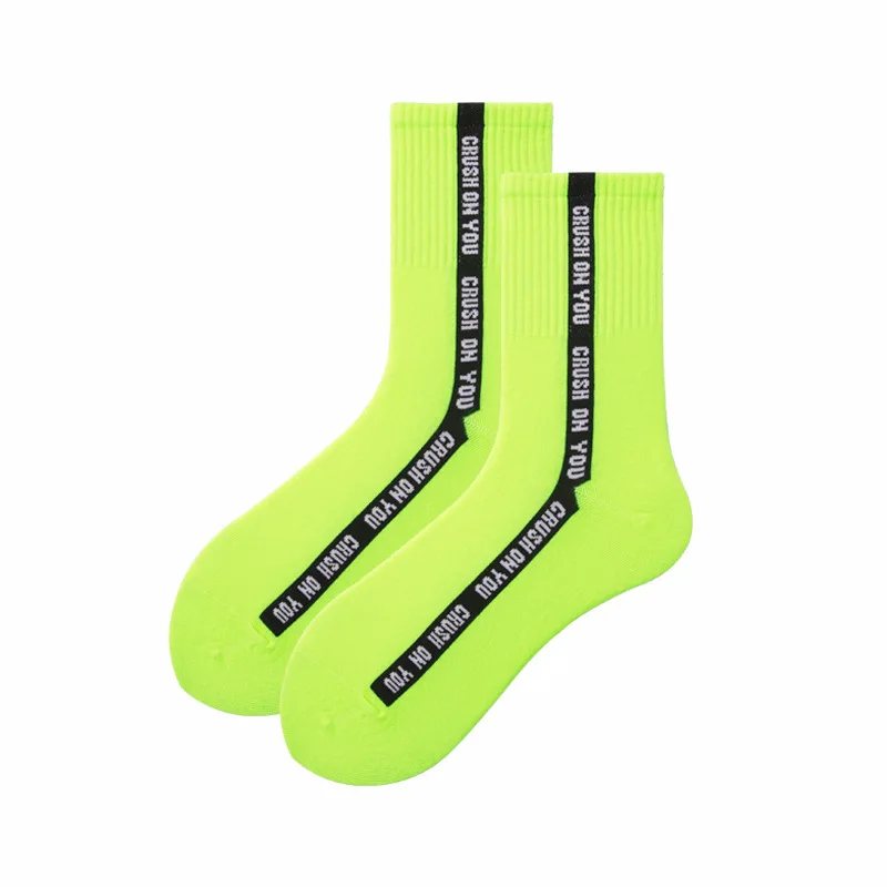 

2020 Autumn and Winter New Fluorescent Color Ins College Style European American Street Trendy Socks Ladies Mid-tube