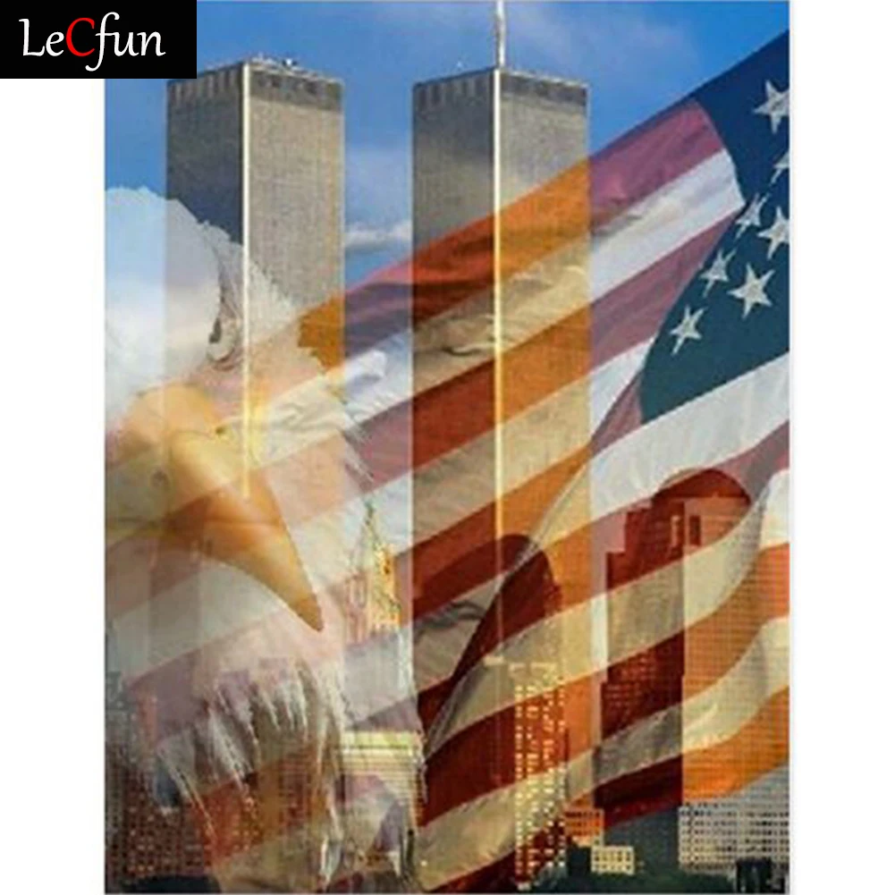 

LeCfun 5D DIY Diamond Painting American Eagle Art Full Drill Round Square Embroidery Paint With Beads by Number Butterfly Gift